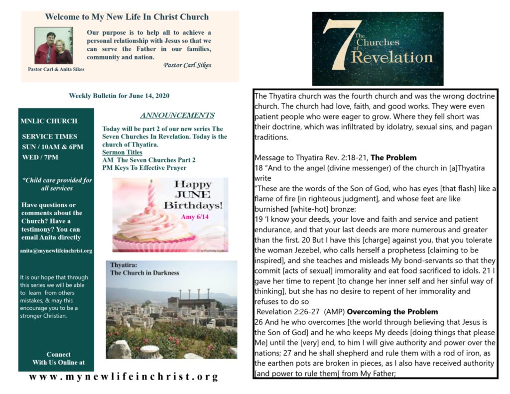 Church Bulletins - mynewlifeinchrist.org