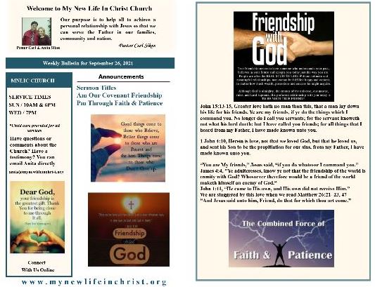 Church Bulletins - mynewlifeinchrist.org